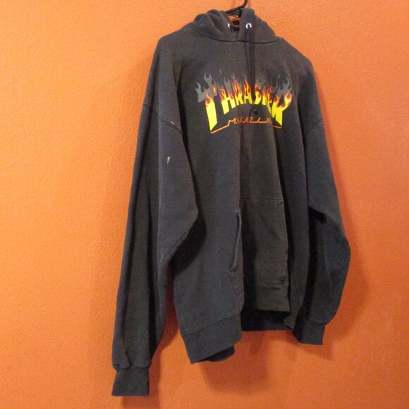 Thrasher Woman X Large Black Yellow Orange Graphic Long Sleeve Pullover Hoodie - Picture 2 of 7